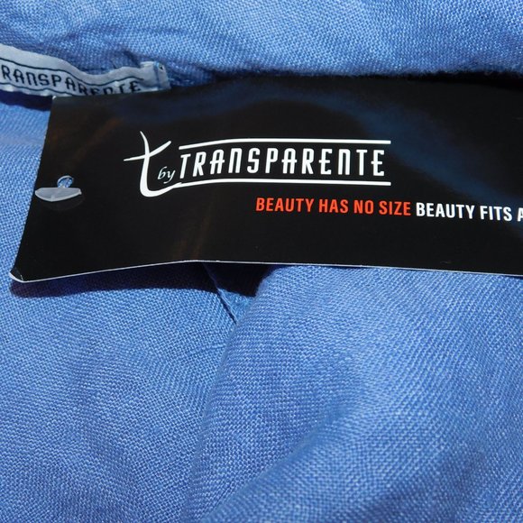 NWT Blue Linen Top TRANSPARENTE sz 1 S 6 8 M 10 Made in Italy - Picture 3 of 4